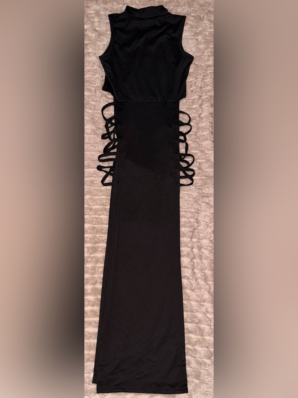Black Strappy Side-Slit Bodycon Dress - Women